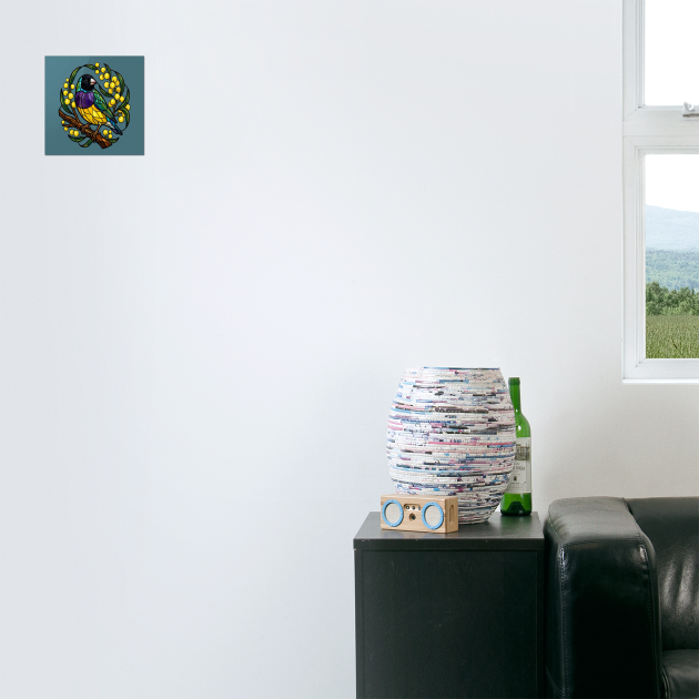 Gouldian Finch in Stained Glass Botanical Style by BirdsnStuff